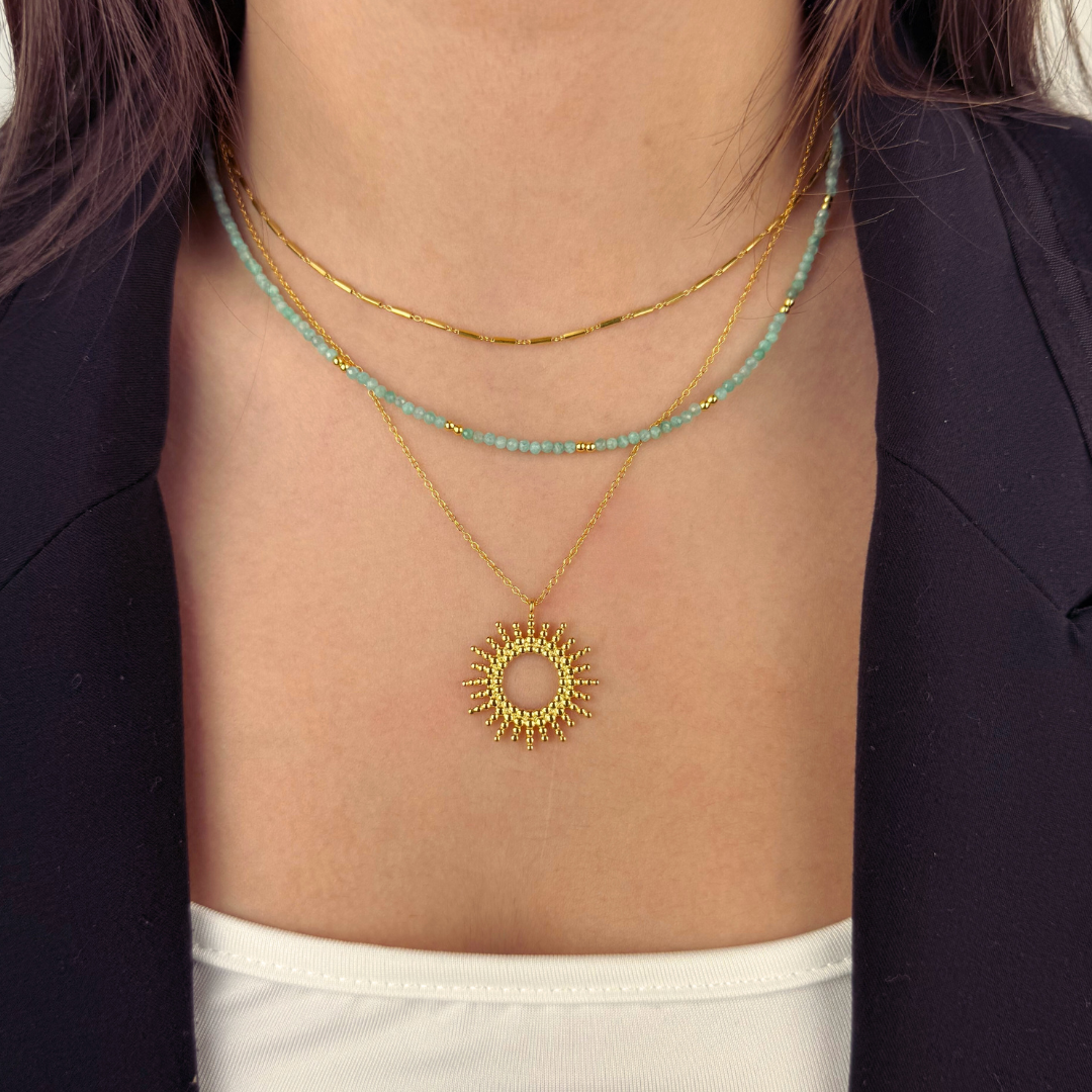 Collar Tiana oro- diferentes piedras