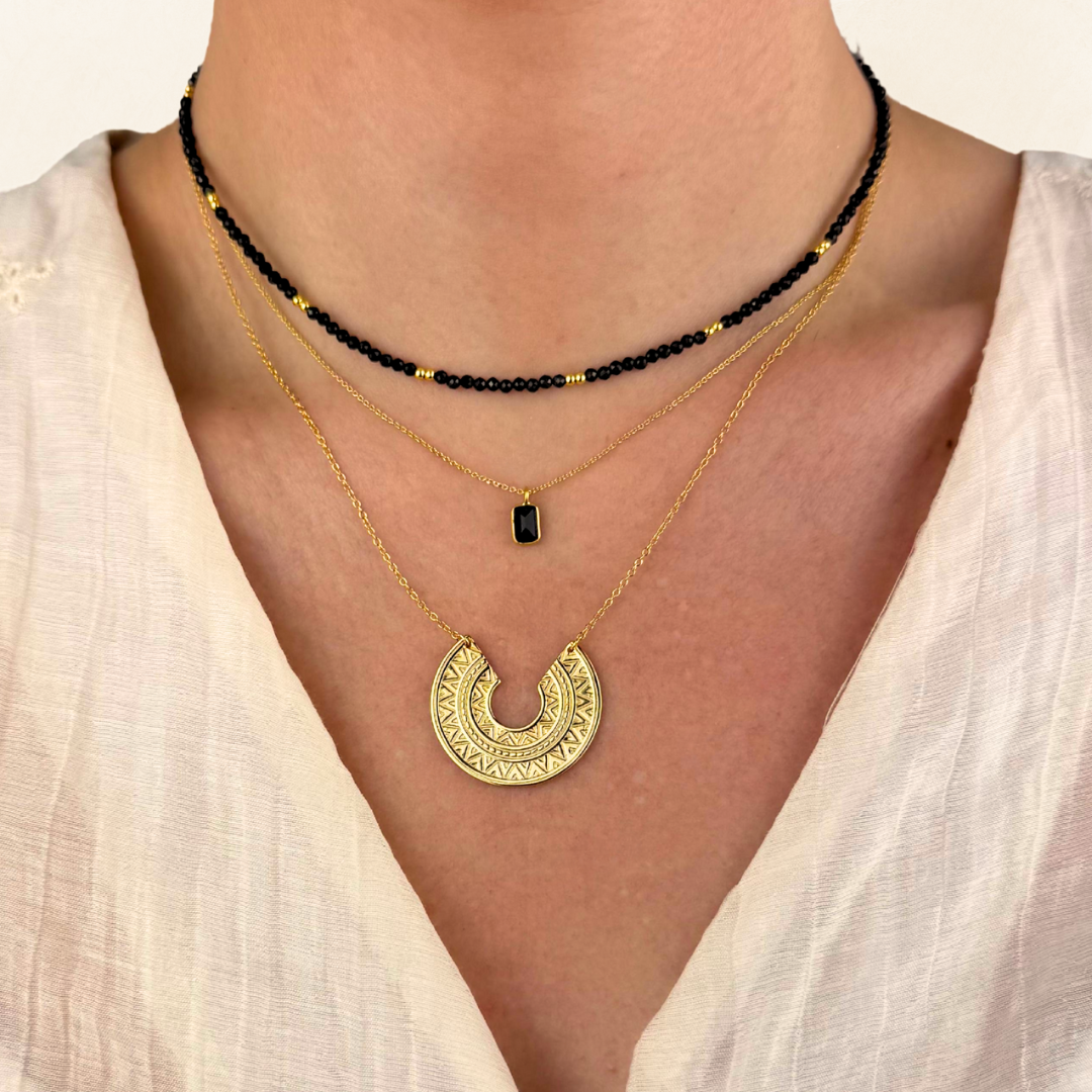 Collar Tiana oro- diferentes piedras