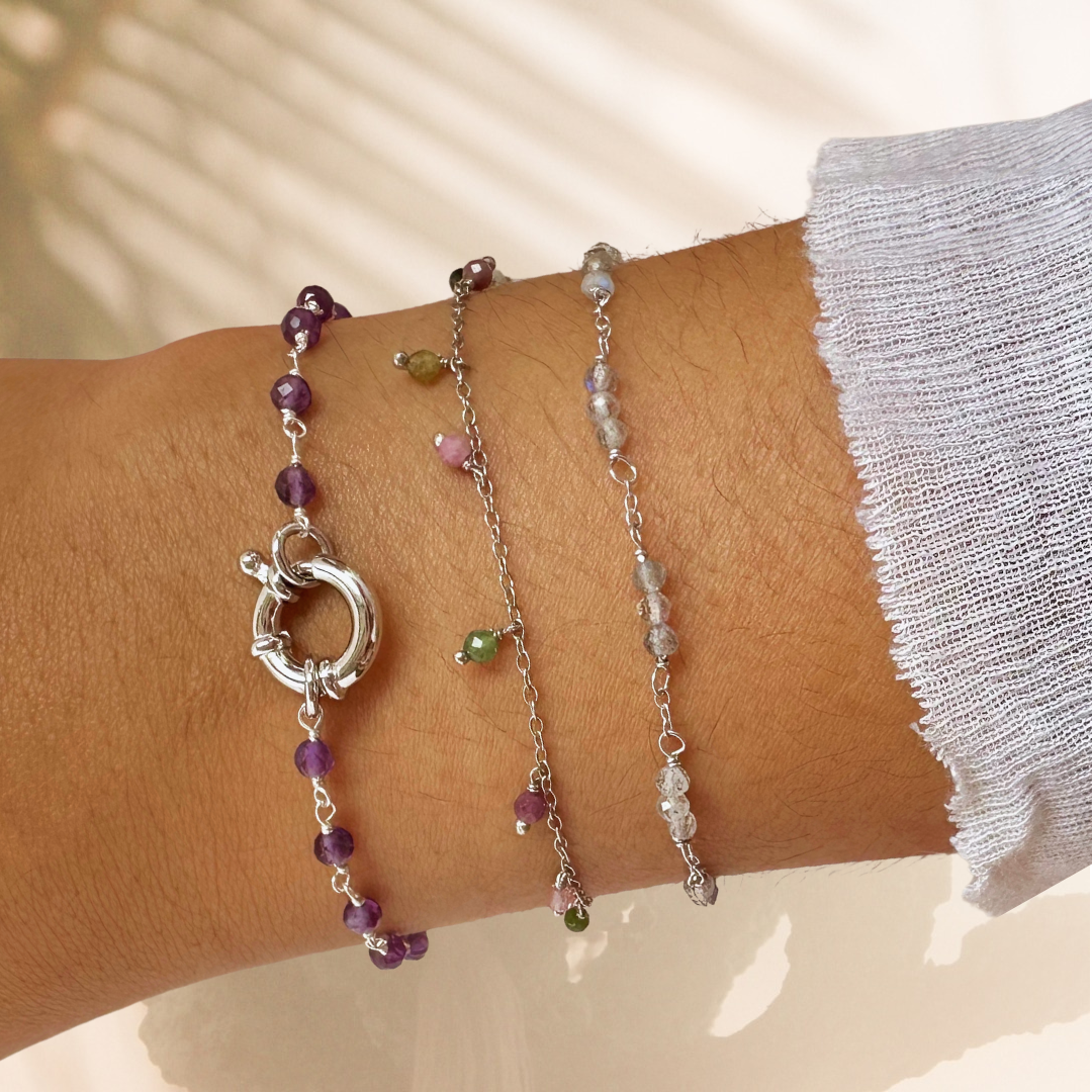Pulsera Cabrils plata- diferentes piedras