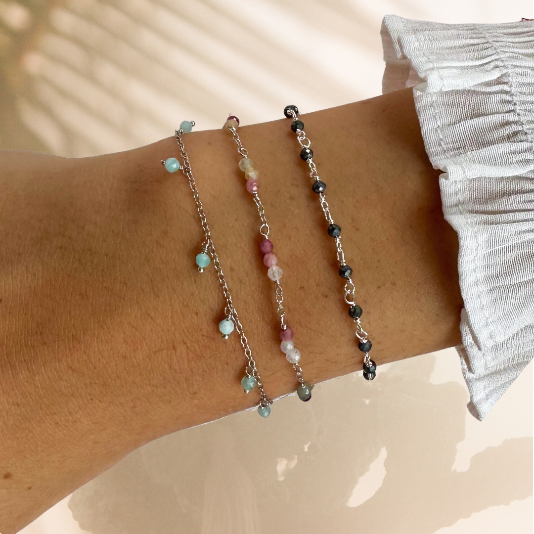 Pulsera Badalona plata - diferentes piedras