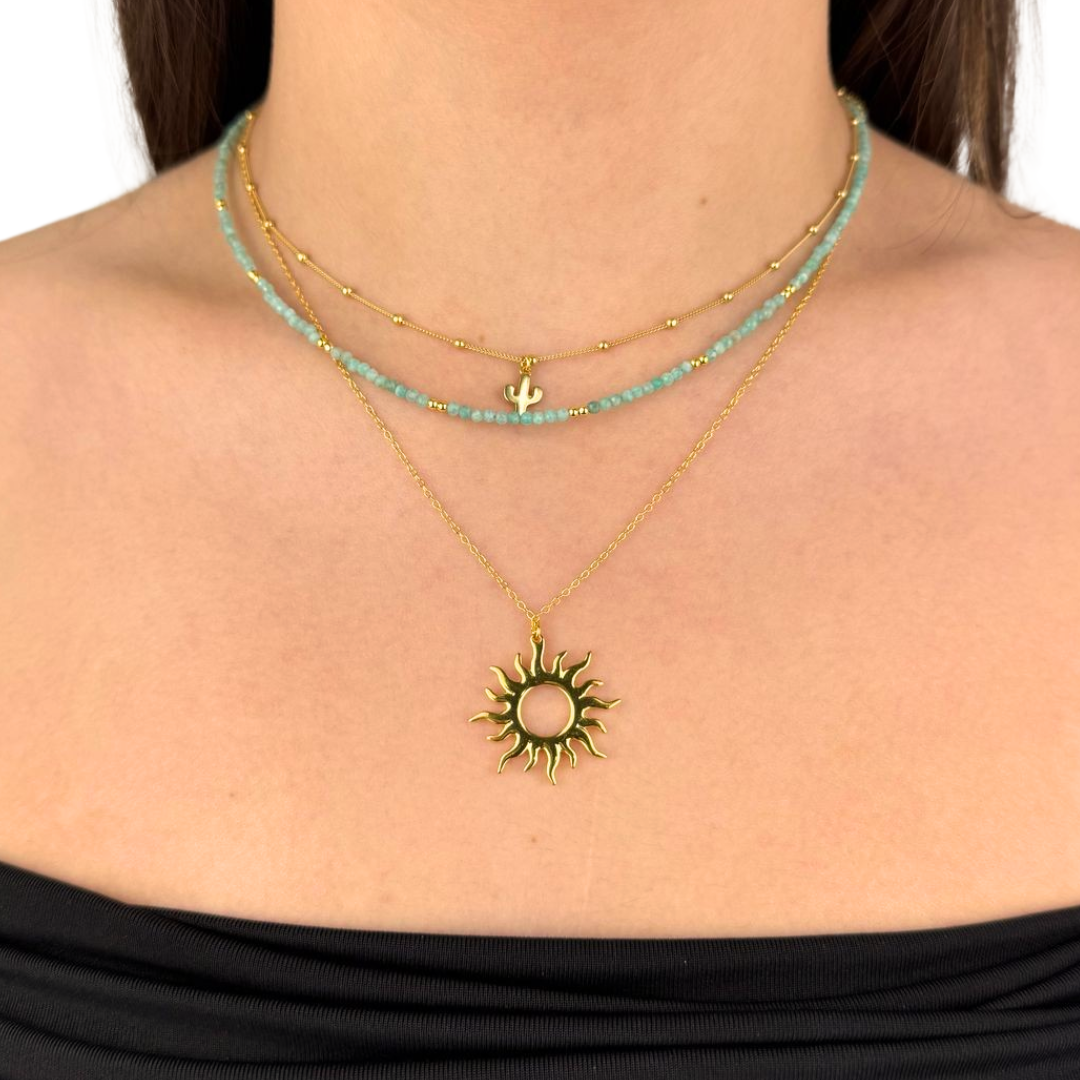 Collar Tiana oro- diferentes piedras