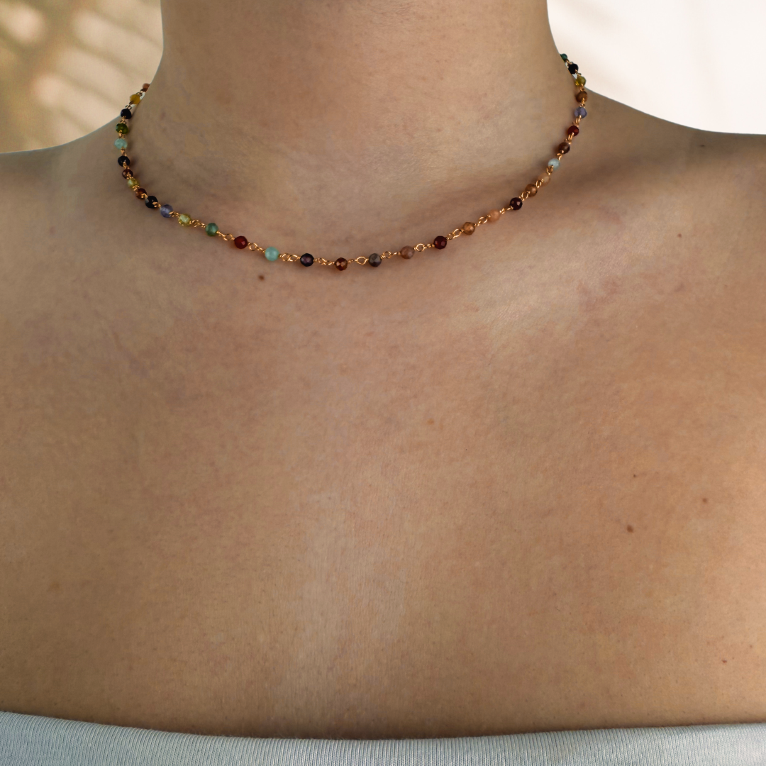 Collar Badalona oro - diferentes piedras