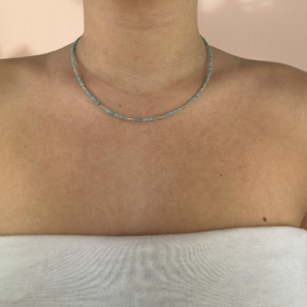 Collar Tiana oro- diferentes piedras