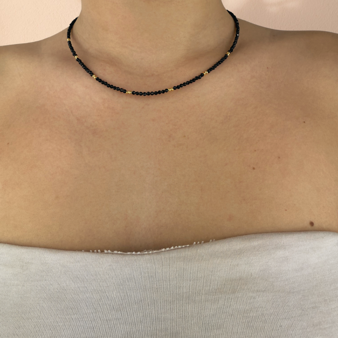 Collar Tiana oro- diferentes piedras