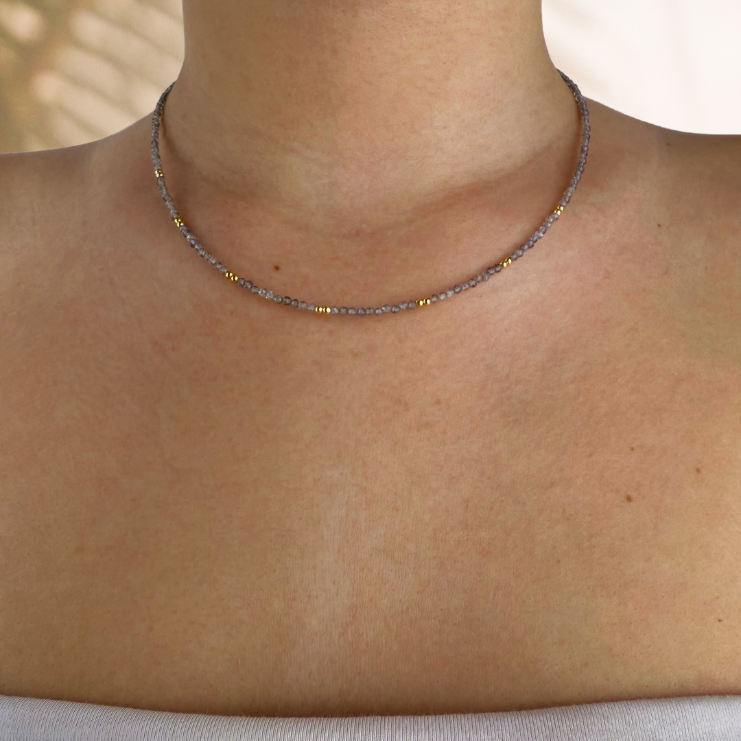 Collar Tiana oro- diferentes piedras