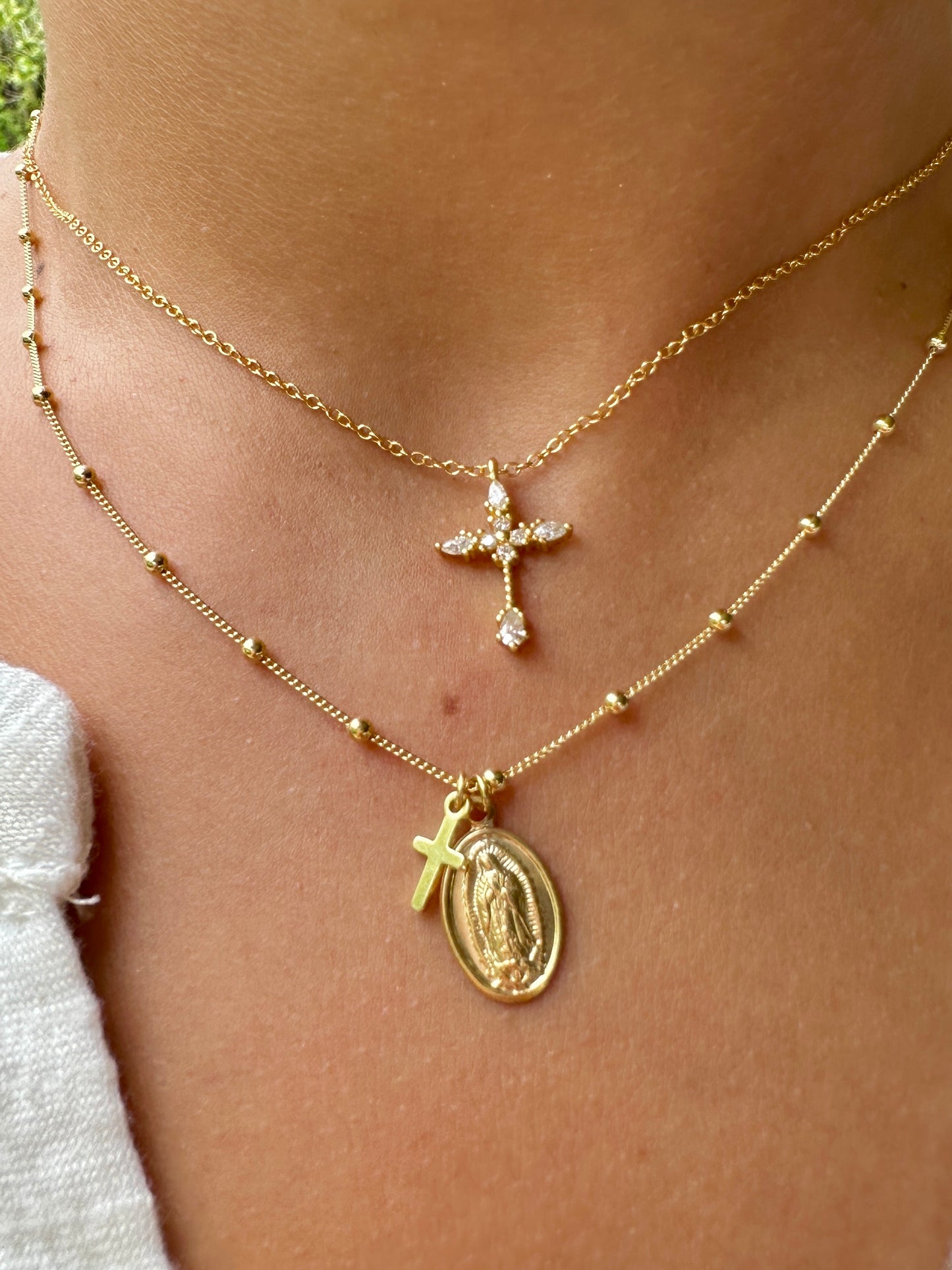 White zircon cross necklace