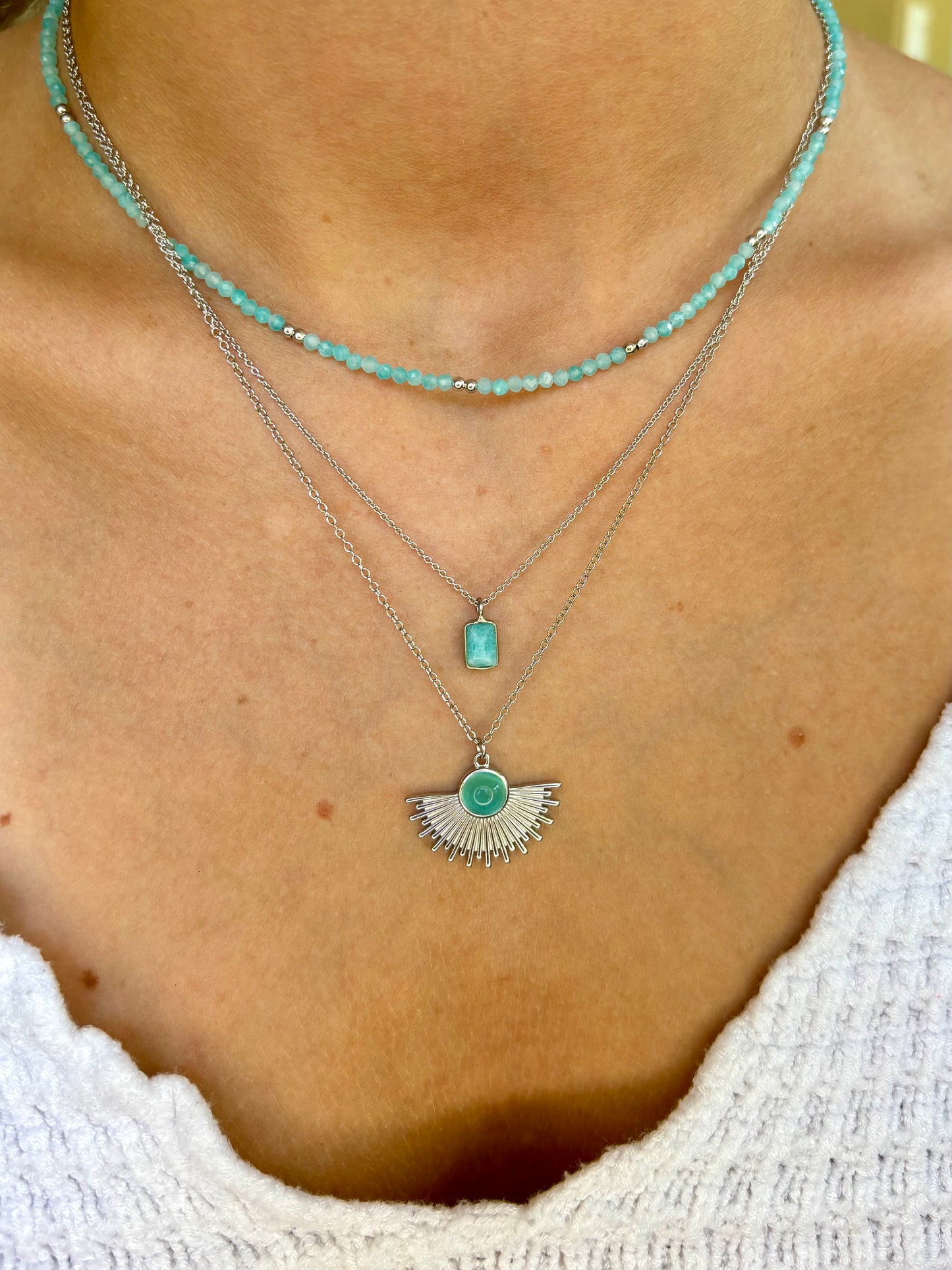 Collar Tiana plata- diferentes piedras