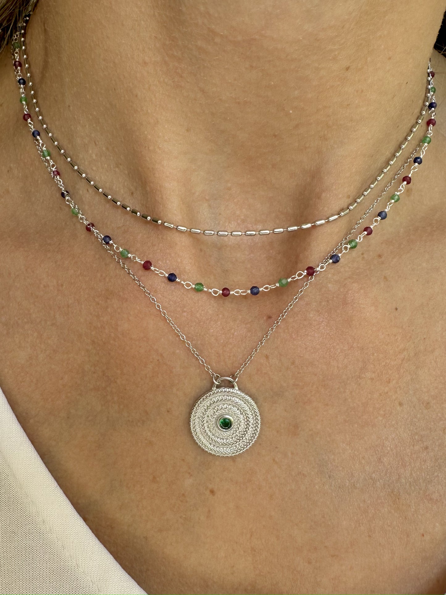 Badalona silver necklace - different stones