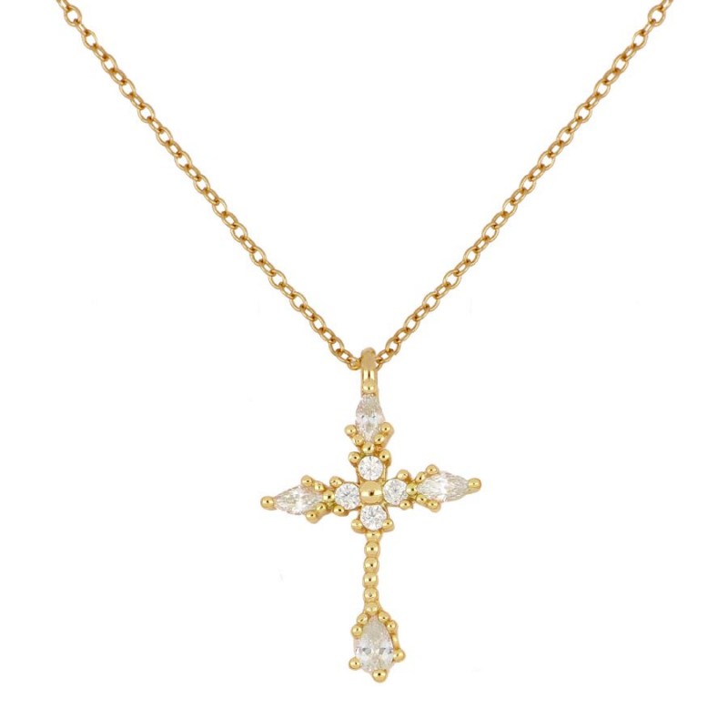 White zircon cross necklace