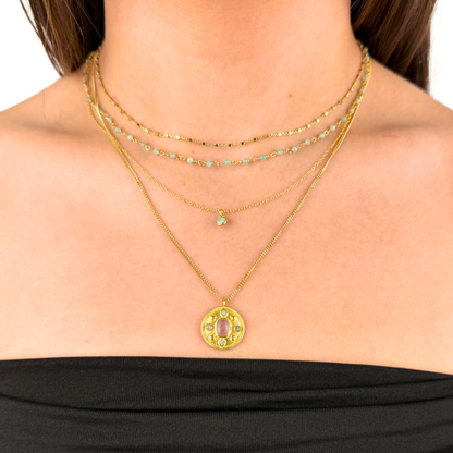 Calella necklace with pink chalcedony and amazonite