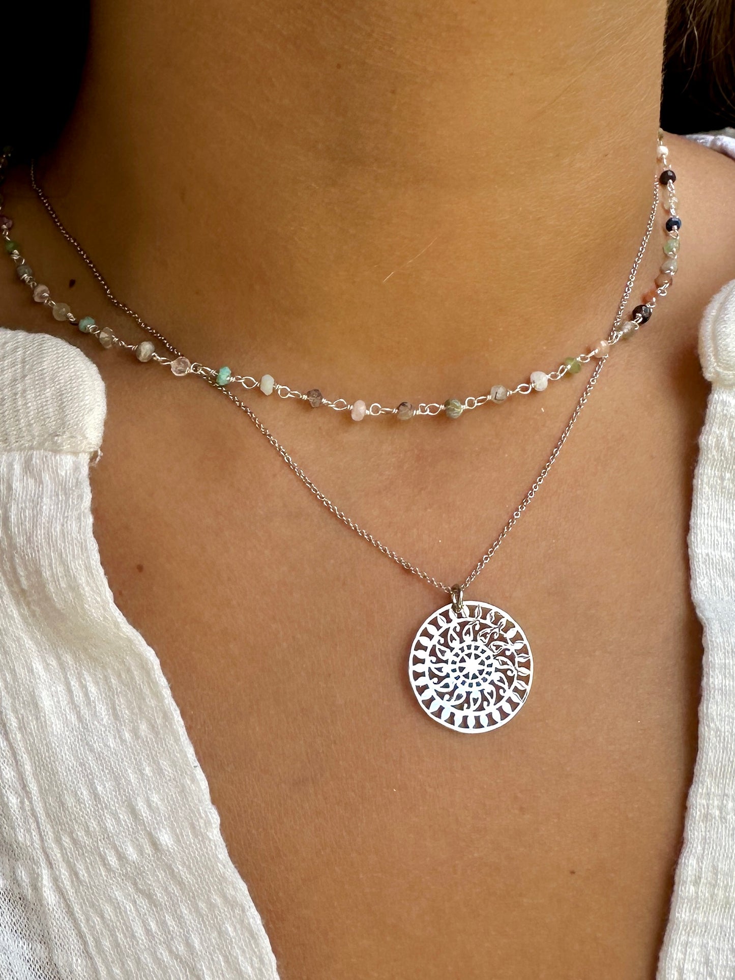 Badalona silver necklace - different stones