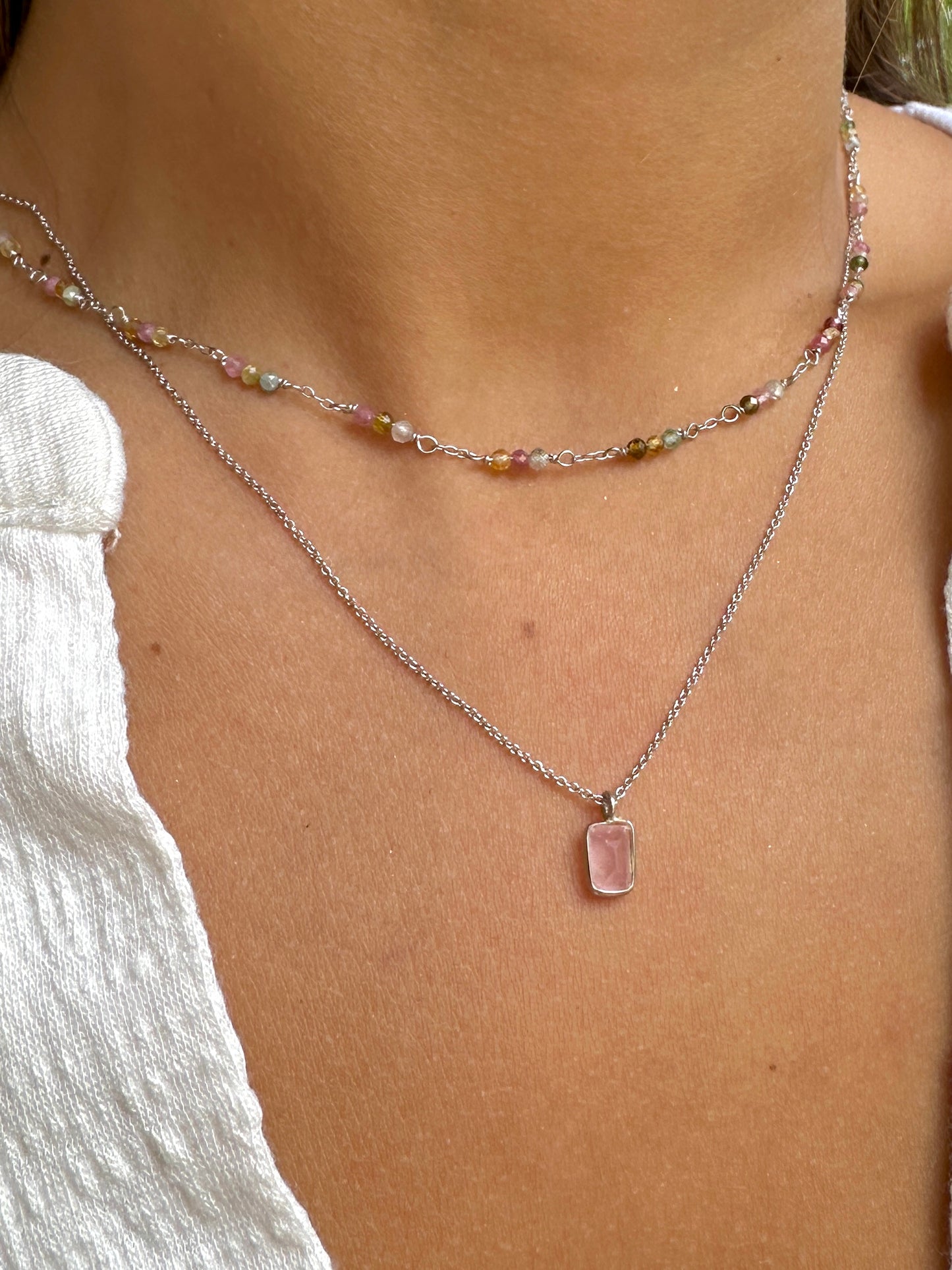 Ibiza silver necklace - different stones