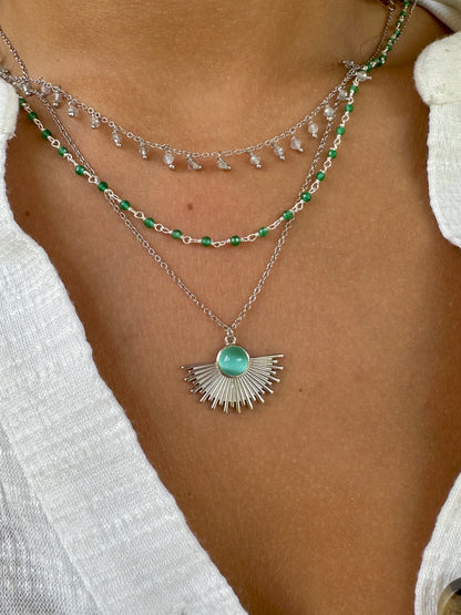 Silver Sun Necklace - Different Stones