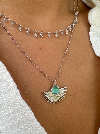 Silver Sun Necklace - Different Stones