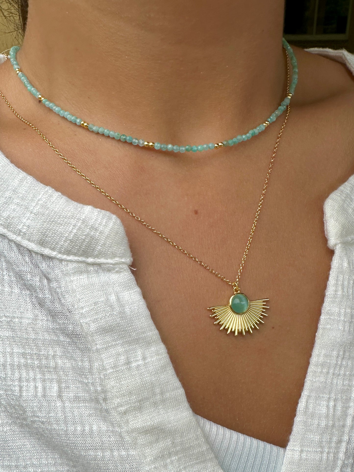 Gold Sun Necklace - different stones