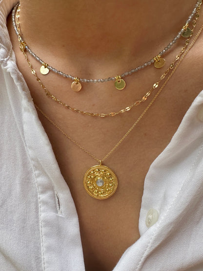 Gold mandala necklace - different stones