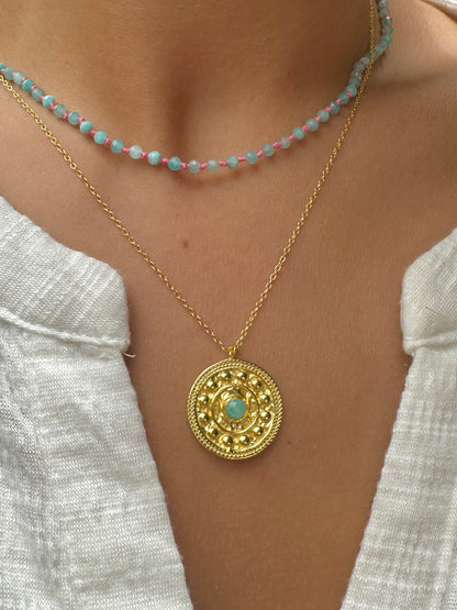 Gold mandala necklace - different stones