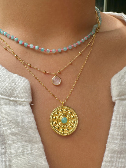 Gold mandala necklace - different stones
