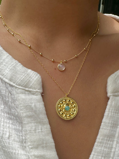 Gold mandala necklace - different stones
