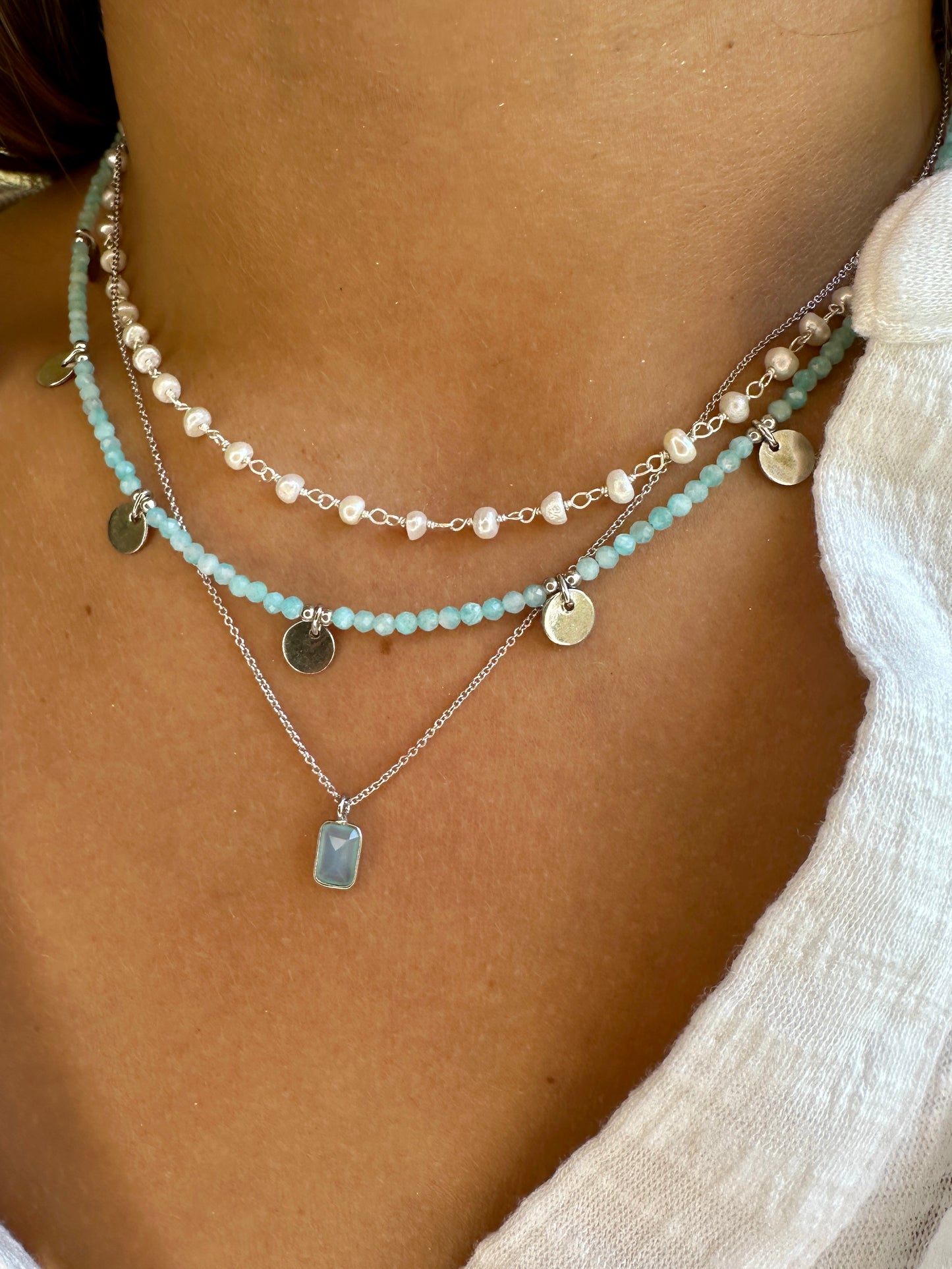 Alella silver necklace - different stones
