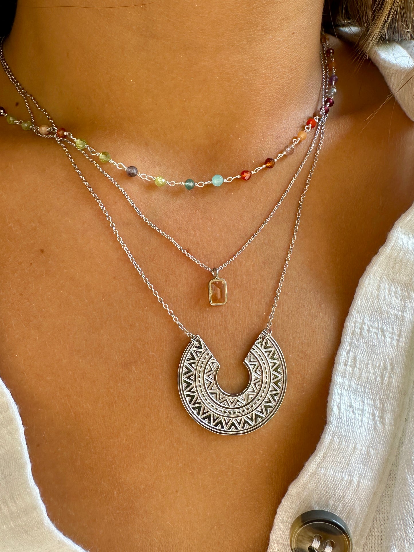 Ibiza silver necklace - different stones