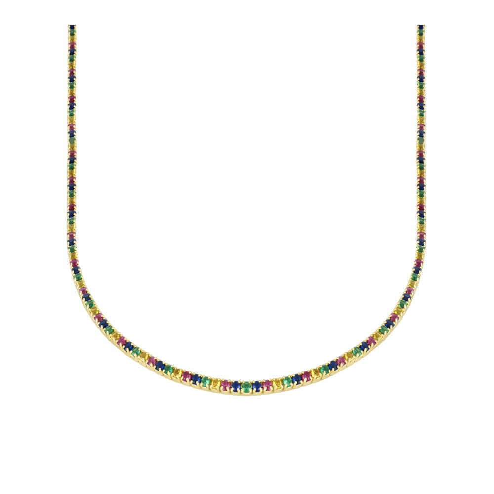 Riviere necklace with colored zirconia