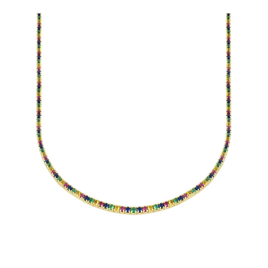 Riviere necklace with colored zirconia