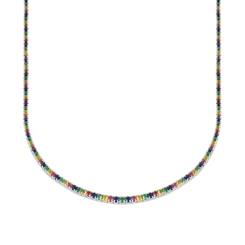 Riviere necklace with colored zirconia