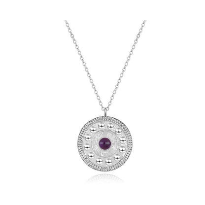 Silver mandala necklace - different stones