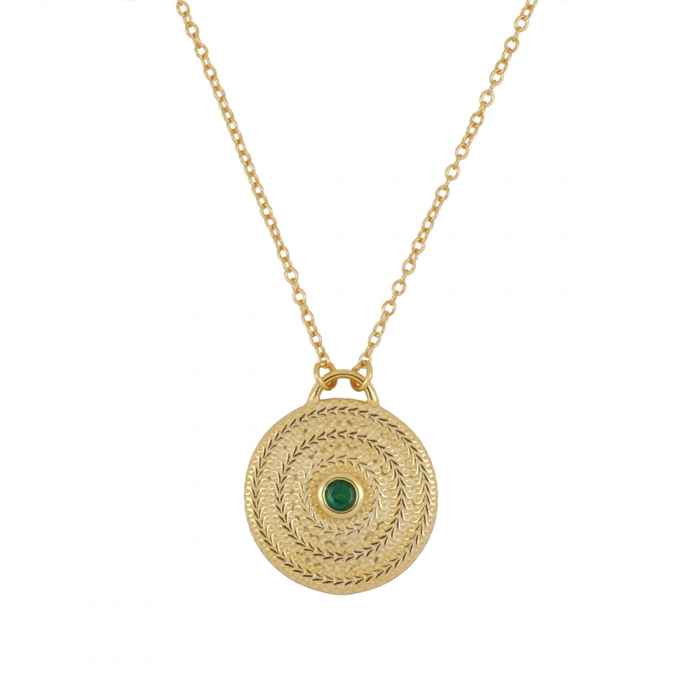 Circle of life necklace with green zirconia