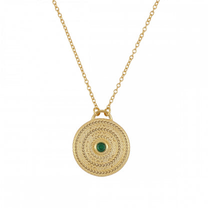 Circle of life necklace with green zirconia