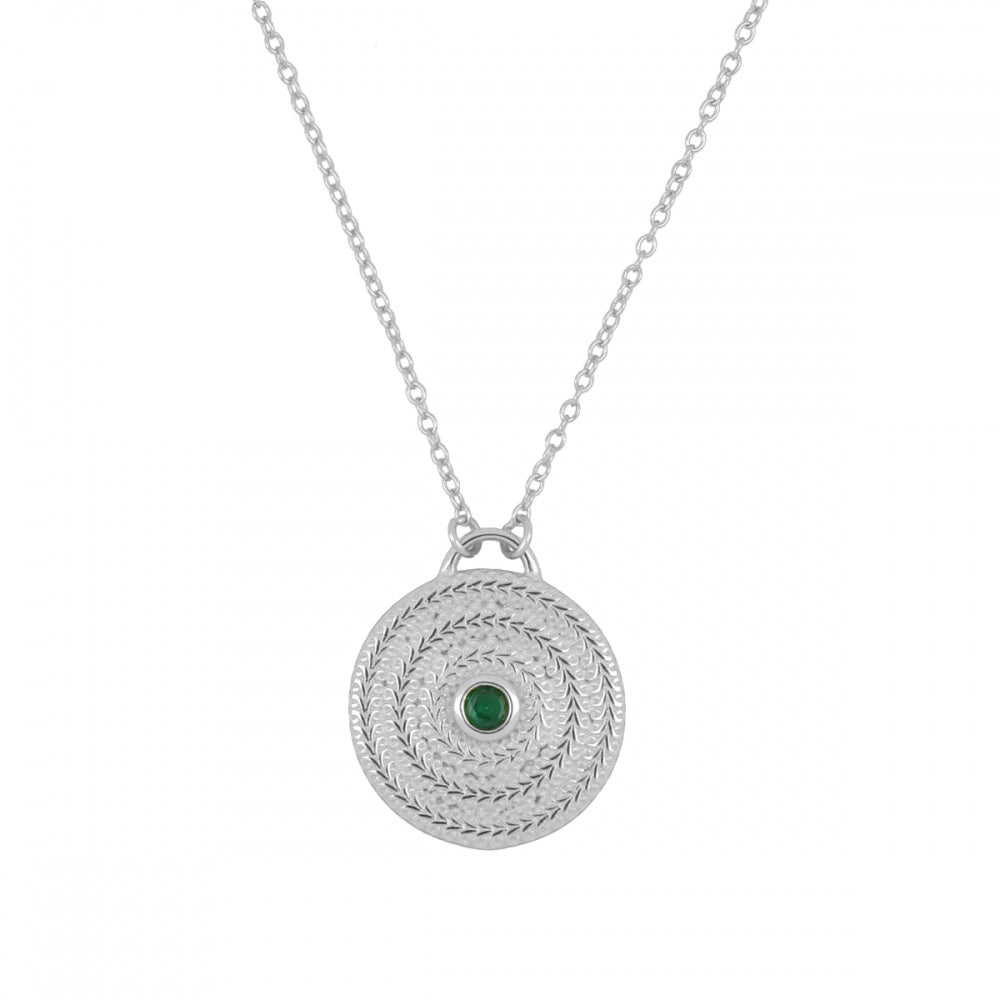 Circle of life necklace with green zirconia