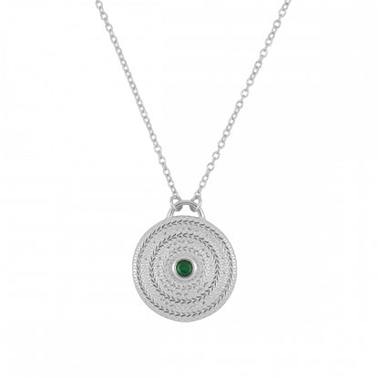 Circle of life necklace with green zirconia