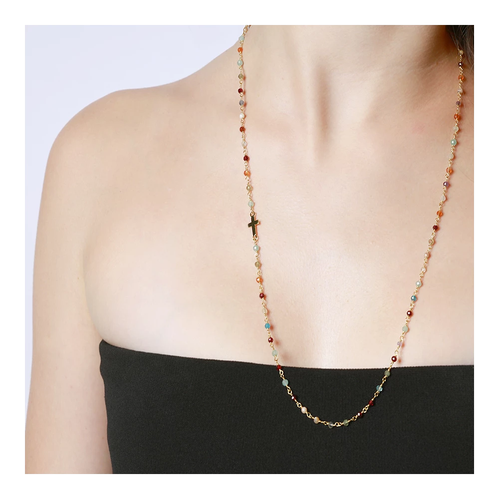 Long Silver Badalona Necklace - various stones