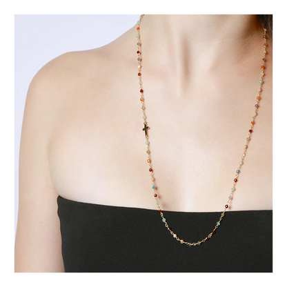 Long Silver Badalona Necklace - various stones