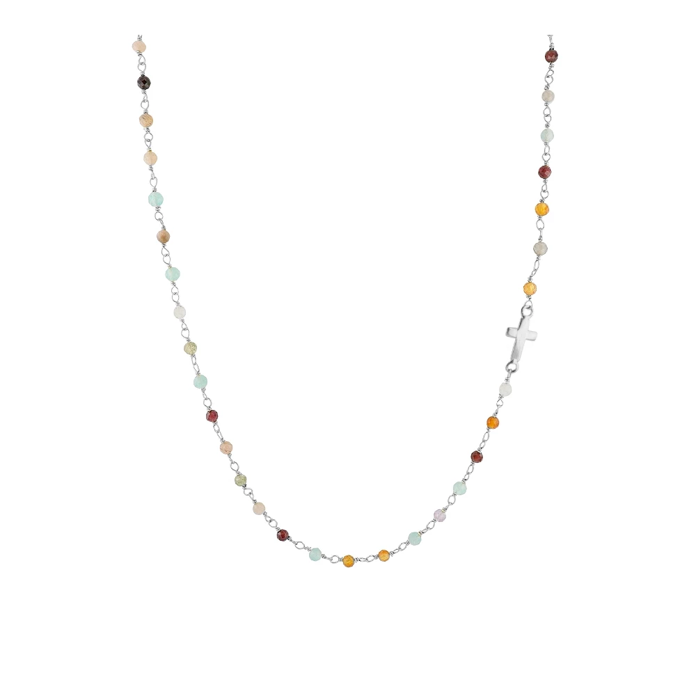 Long Silver Badalona Necklace - various stones