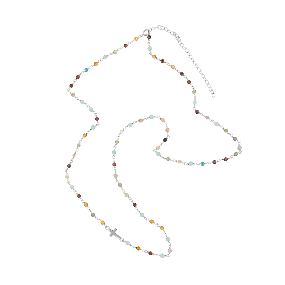 Long Silver Badalona Necklace - various stones