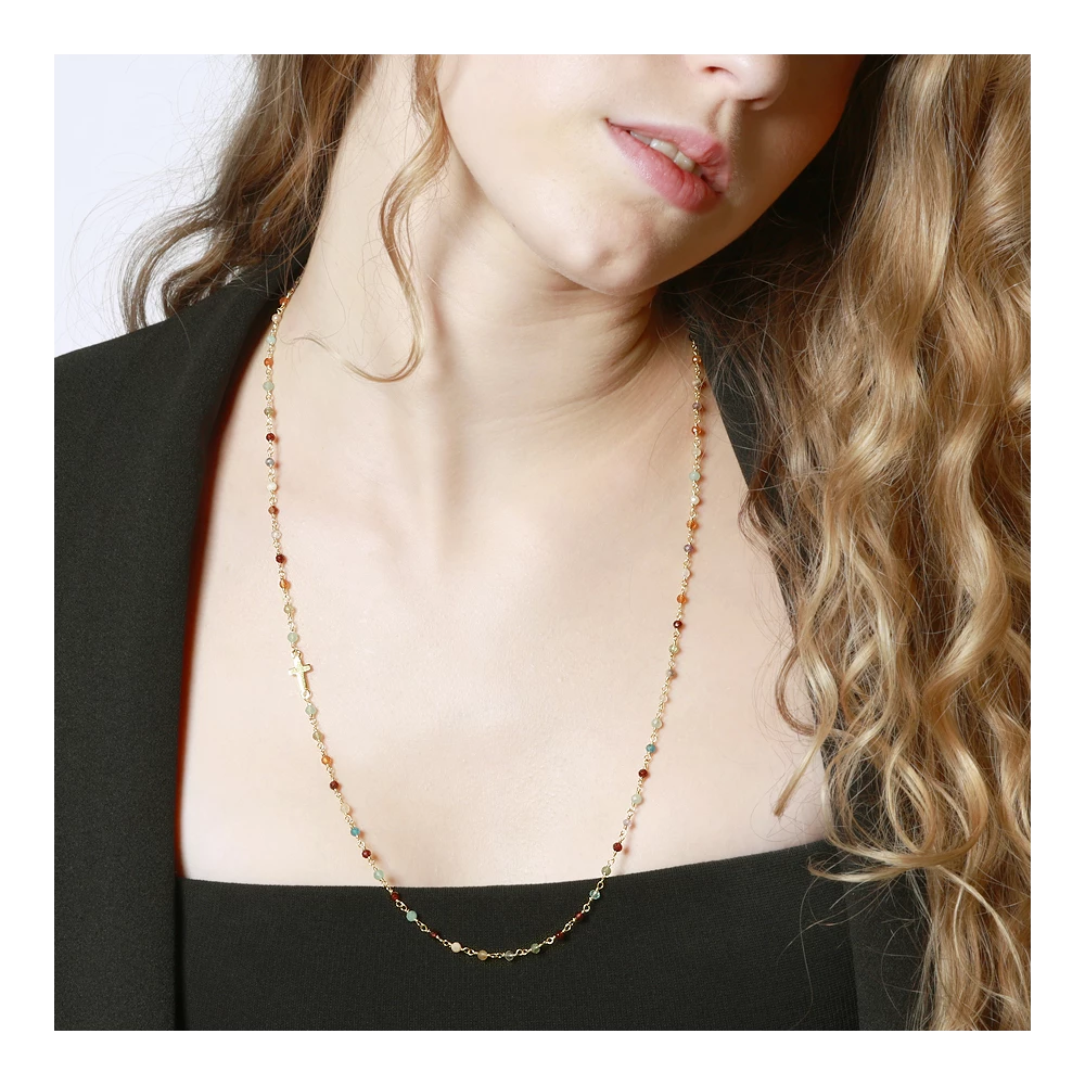 Badalona long necklace Gold - assorted stones