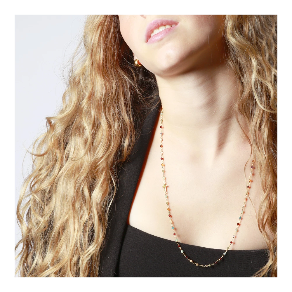Badalona long necklace Gold - assorted stones