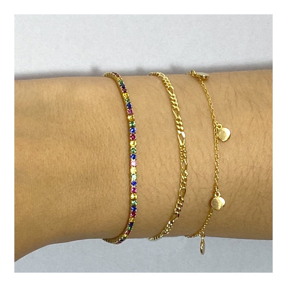 Riviere bracelet with multicoloured zirconia