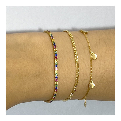 Riviere bracelet with multicoloured zirconia