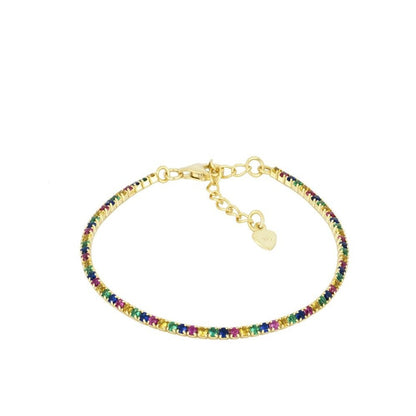 Riviere bracelet with multicoloured zirconia