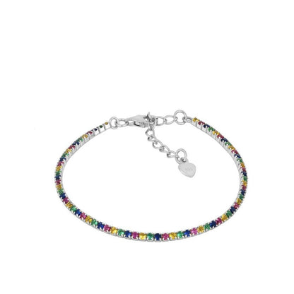 Riviere bracelet with multicoloured zirconia